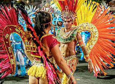 Samba Dancers at the Carnival Parade in Niteroi, State of Rio de Janeiro, Brazil, South America