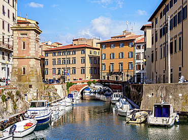 Canal in Venezia Nuova, Livorno, Tuscany, Italy, Europe