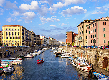 Canal in Venezia Nuova, Livorno, Tuscany, Italy, Europe