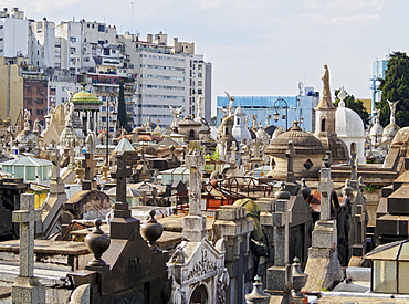 Elevated view of La Recoleta Cemetery, City of Buenos Aires, Buenos Aires Province, Argentina, South America