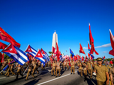 1st of May Labour Day Parade, Plaza de la Revolucion (Revolution Square), Havana, La Habana Province, Cuba, West Indies, Caribbean, Central America