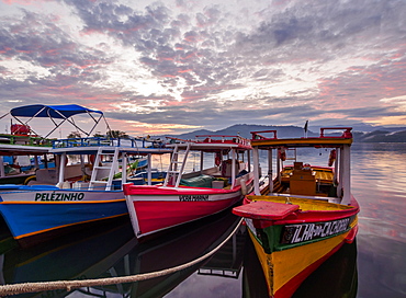 Sunrise over the port in Paraty, State of Rio de Janeiro, Brazil, South America