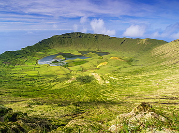 Landscape of the Caldeirao do Corvo, Corvo, Azores, Portugal, Atlantic, Europe