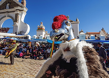 Dancer in Condor costume, Fiesta de la Virgen de la Candelaria, Copacabana, La Paz Department, Bolivia, South America