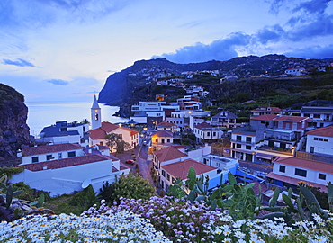 Twilight view of the Camara de Lobos, Madeira, Portugal, Atlantic, Europe