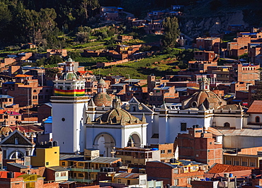 Basilica of Our Lady of Copacabana, elevated view, Copacabana, La Paz Department, Bolivia, South America