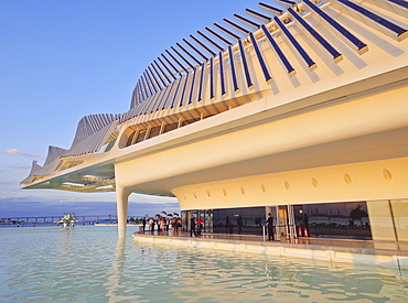 View of the Museum of Tomorrow (Museu do Amanha) by Santiago Calatrava, Praca Maua, Rio de Janeiro, Brazil, South America