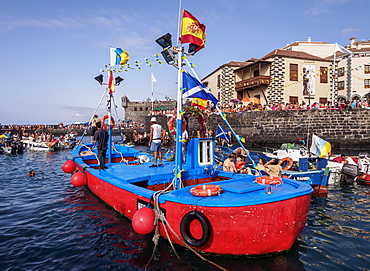 Embarcacion de la Virgen del Carmen, water procession, Puerto de la Cruz, Tenerife Island, Canary Islands, Spain, Atlantic, Europe