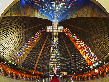 Interior view of the Metropolitan Cathedral of Saint Sebastian, Rio de Janeiro, Brazil, South America