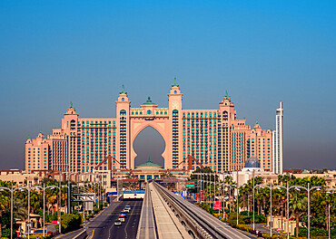 Monorail to Atlantis The Palm Luxury Hotel, Palm Jumeirah artificial island, Dubai, United Arab Emirates, Middle East