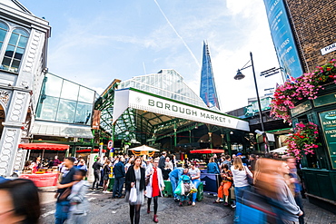 Borough Market bustling with shoppers, Southwark, London Bridge, London, England, United Kingdom, Europe