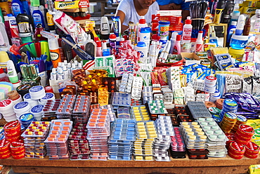 Medicine stall in Belem Market, in Iquitos, Peru, South America