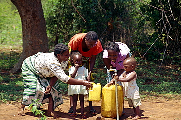 Community water project tap, Taveta District, Kenya, East Africa, Africa