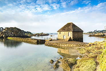 Tide mill on Brehat island, Cotes-d'Armor, Brittany, France, Europe