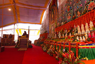 Buddhist monks of the Great Sakya Monlam prayer meeting at Buddha's birthplace, Lumbini, Nepal, Asia