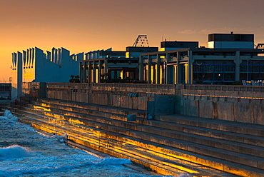 Centre Municipal de Vela at sunrise, Port Olimpic, Barcelona, Catalonia, Spain, Europe