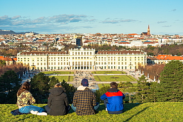 Vienna city skyline viewed from Schonbrunn Palace garden, UNESCO World Heritage Site, Vienna, Austria, Europe