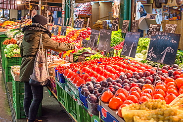 Fruit and vegetables on display at Naschmarkt open food market, Vienna, Austria, Europe