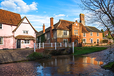 Ye Olde River House built 1490 opposite the ford at picturesque Kersey village, Suffolk, England, United Kingdom, Europe