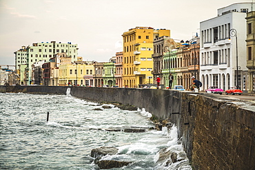 Locals fishing at The Malecon, La Habana (Havana), Cuba, West Indies, Caribbean, Central America