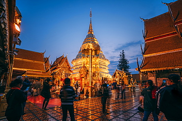 Sunrise at Wat Phra That Doi Suthep temple, Chiang Mai, Thailand, Southeast Asia, Asia