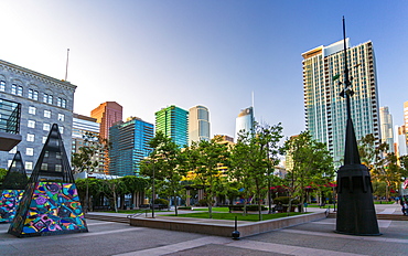 Grand Hope Park, Downtown financial district of Los Angeles city, California, United States of America, North Americav