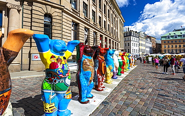 Dome Cathedral square, United Buddy Bears, The Art of Tolerance, Riga, Latvia, Baltic States, Europe