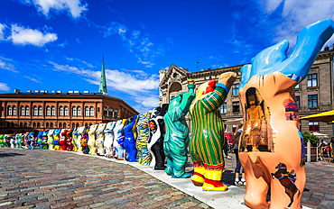 Dome Cathedral square, United Buddy Bears, The Art of Tolerance, Riga, Latvia, Baltic States, Europe