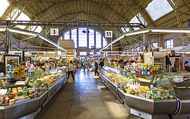 Interior of Riga Central Market, converted Zeppelin hangars, Riga, Baltic States, Latvia, Europe