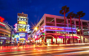 Neon lights on the Fremont Street Experience at dusk, Downtown, Las Vegas, Nevada, United States of America, North America