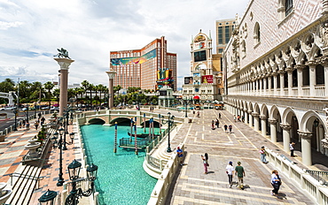 View of canal from The Venetian Hotel and Casino, The Strip, Las Vegas Boulevard, Las Vegas, Nevada, United States of America, North America