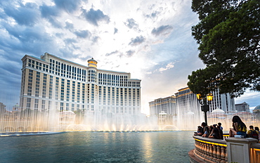 View of Fountains of Bellagio, The Strip, Las Vegas Boulevard, Las Vegas, Nevada, United States of America, North America