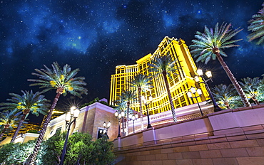 Palazzo hotel at night, The Strip, Las Vegas Boulevard, Las Vegas, Nevada, United States of America, North America