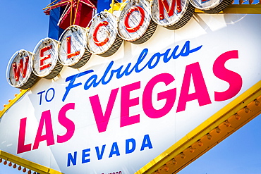 View of Welcome to Fabulous Las Vegas sign on The Strip, Las Vegas Boulevard, Las Vegas, Nevada, United States of America, North America