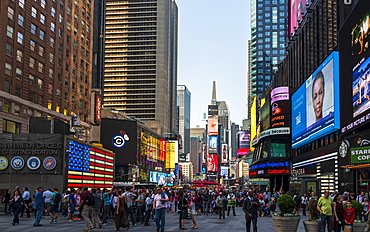 Bright billboards, busy traffic, Times Square, Broadway, Theatre District, Manhattan, New York, United States of America, North America