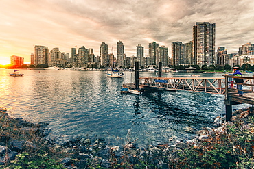 View of Vancouver skyline as viewed from Millbank, Vancouver, British Columbia, Canada, North America