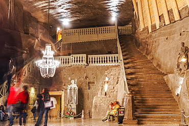 Wieliczka Salt Mine Tourist Route, Chapel of St. Kinga staircase in Kopalnia soli Wieliczka, UNESCO World Heritage Site, Krakow, Poland, Europe