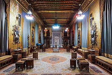 Interior decoration of the Moorish Salon where Hispanic and North-African elements are combined, Peles Castle, Sinaia, Romania, Europe