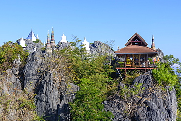 The Floating Pagodas of Wat Chaloem Phra Kiat Phrachomklao Rachanusorn Temple, Lampang, Thailand, Southeast Asia, Asia