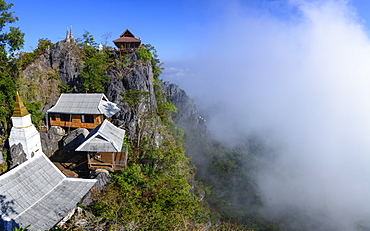 The Floating Pagodas of Wat Chaloem Phra Kiat Phrachomklao Rachanusorn Temple, Lampang, Thailand, Southeast Asia, Asia