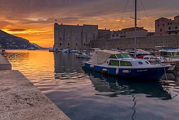 The old port of Dubrovnik at sunrise, Croatia, Europe