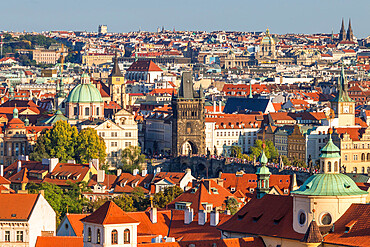 Elevated view from the Southern Garden at Prague Castle over the Old Town, UNESCO World Heritage Site, Prague, Czech Republic (Czechia), Europe