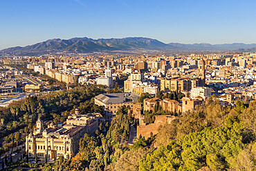 View from the Gibralfaro Lookout over the city centre, Malaga, Costa del Sol, Andalusia, Spain, Europe