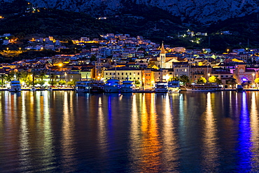 Cityscape of Makarska at dawn, Croatia, Europe