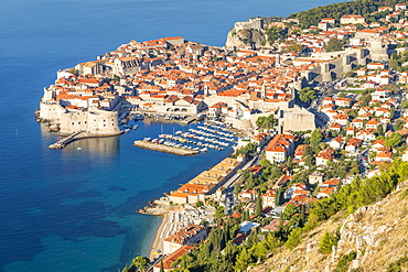 Elevated view over the old town of Dubrovnik, UNESCO World Heritage Site, Croatia, Europe