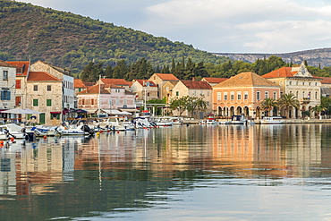 View over the old town of Stari Grad on Hvar Island, Croatia, Europe