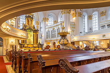 Interior of St Michael's Church, Hamburg, Germany, Europe