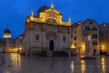 Church of Saint Blaise in the old town of Dubrovnik at dawn, Croatia, Europe