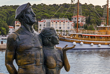 Monument to the Tourist at the seaside promenade in Makarska, Croatia, Europe