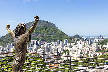 Statue of Michael Jackson at the lookout atop Santa Marta Favela, Rio de Janeiro, Brazil, South America